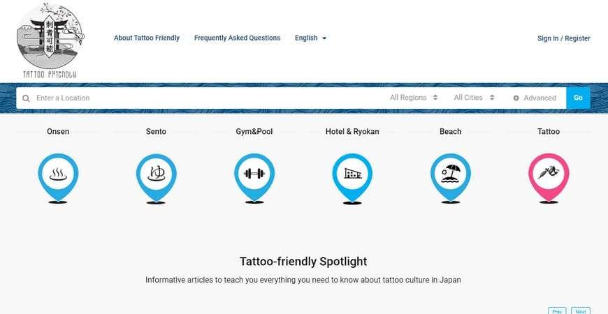 Онлайн-сервіс Tattoo Friendly Japan